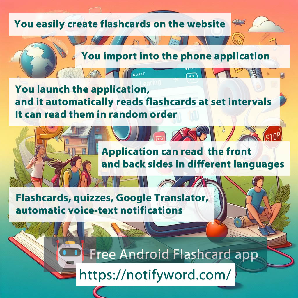 flashcard NotifyWord app auto read option